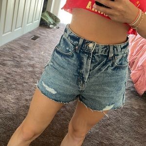 High waisted denim shorts